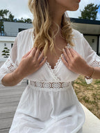 Vestido largo de encaje estilo bohemio