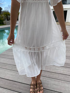 Vestido largo de encaje estilo bohemio