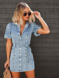 Isolene™ | Vestido de verano de manga corta con cuello y botones para mujer | Mini