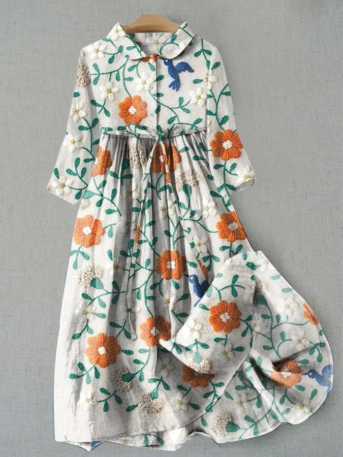 Rumi™ | Vestido de mujer con estampado floral y mangas 3/4 | Largo midi