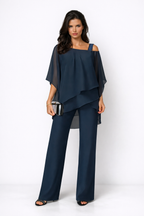 Orosette™ | Conjunto moderno de top asimétrico y pantalón amplio