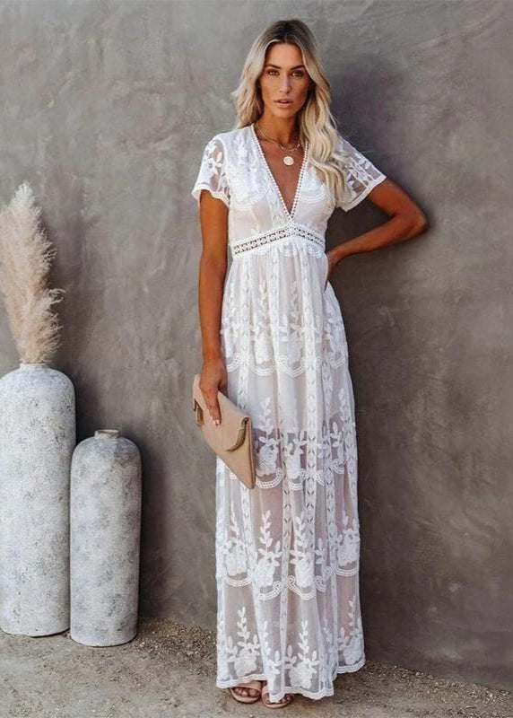 Vestido largo de encaje bohemio