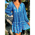 Xylia™ | Vestido hippie terracota de manga larga