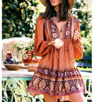 Sintra™ | Vestido hippie azul con mangas largas
