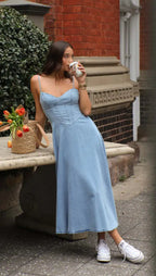 Robe fluide longue bleue