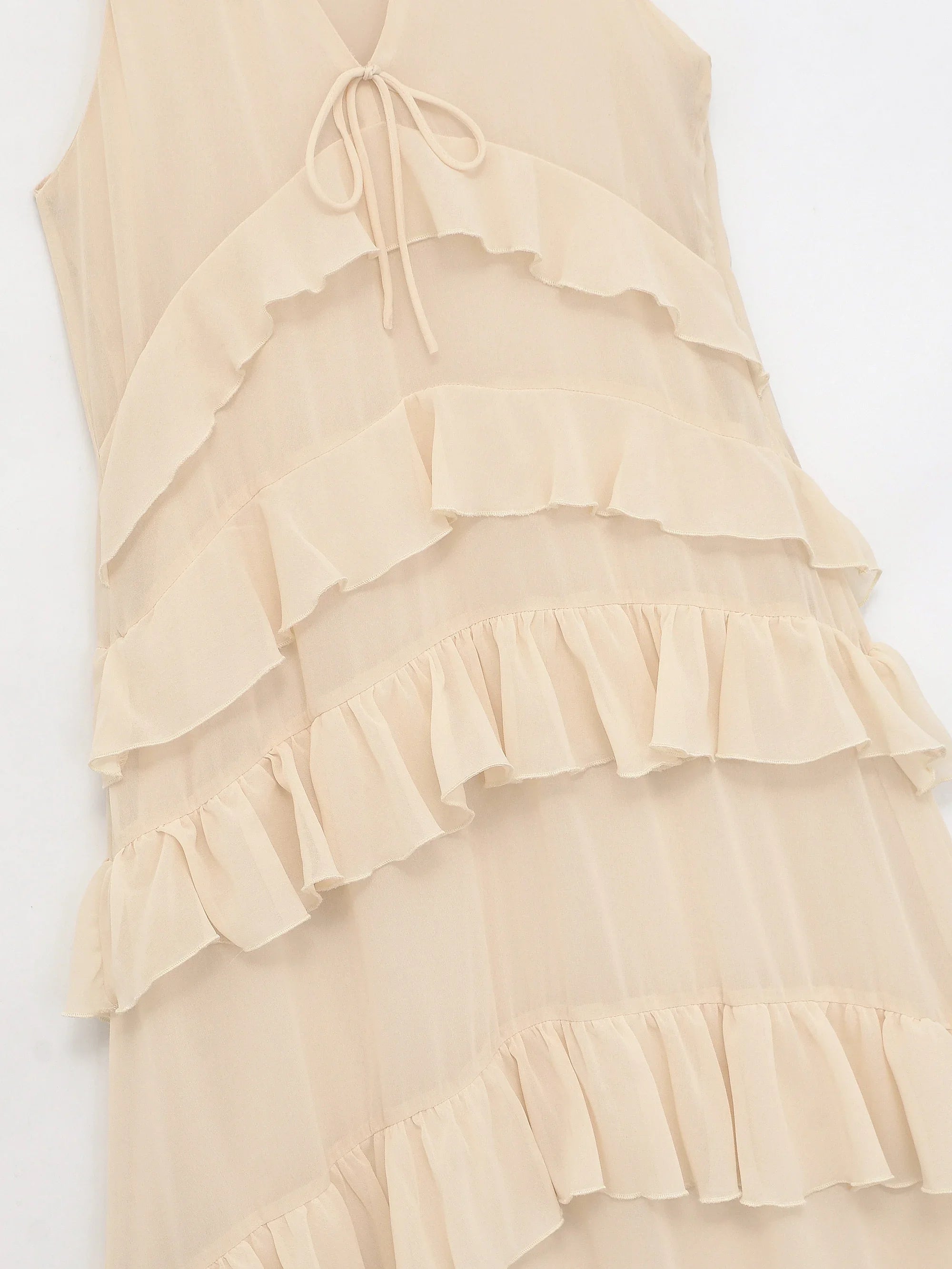 Robe Beige à Volants