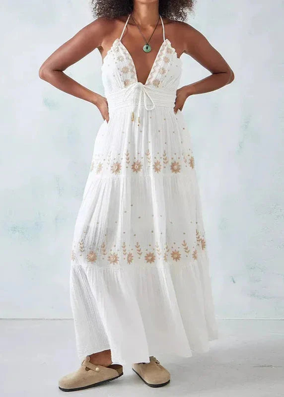 Vestido largo blanco suelto