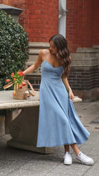 Robe fluide longue bleue