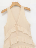 Robe Beige à Volants