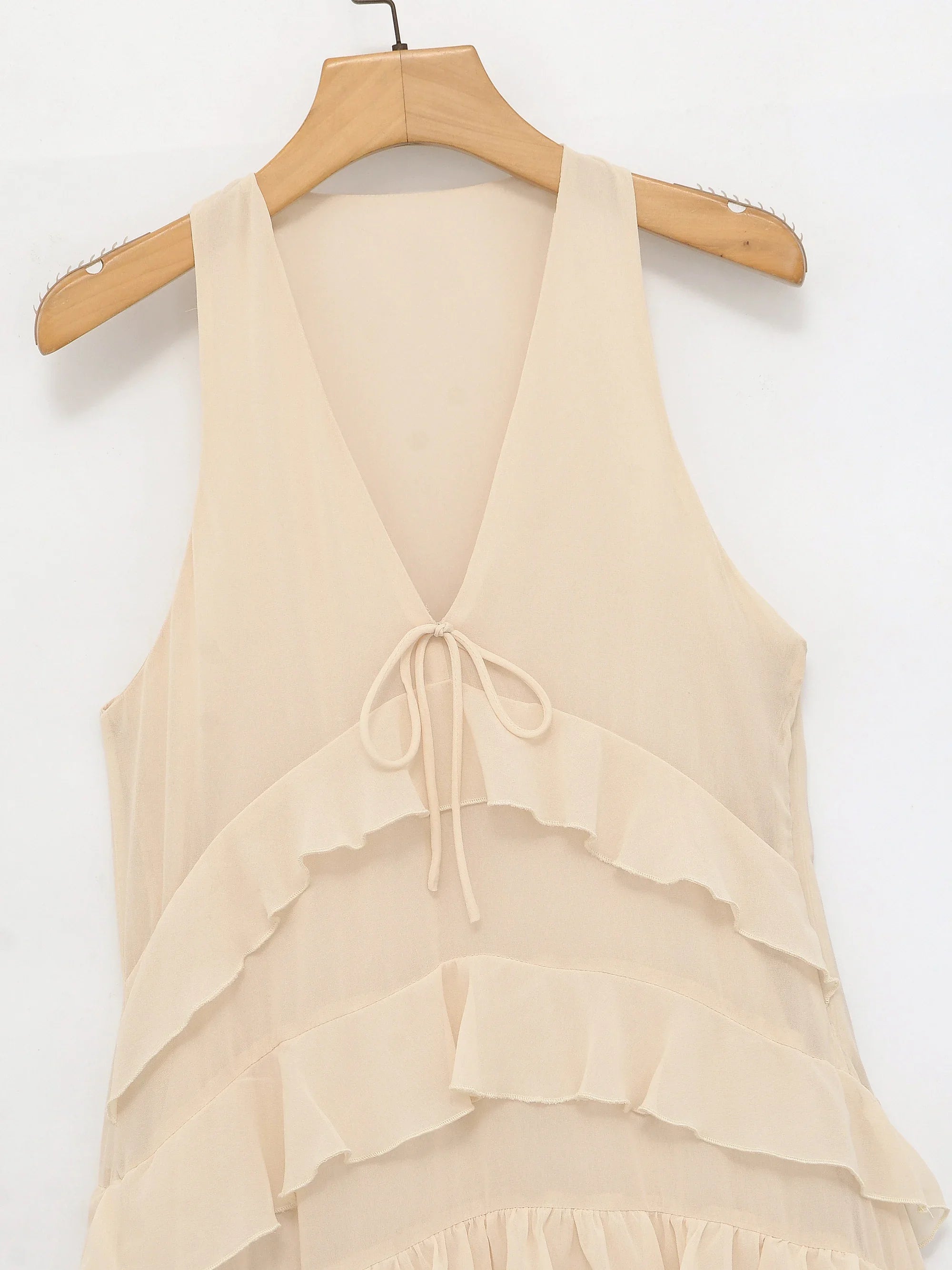 Robe Beige à Volants