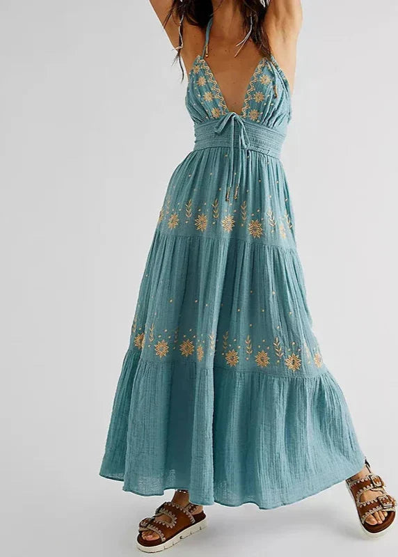 Vestido largo vintage azul