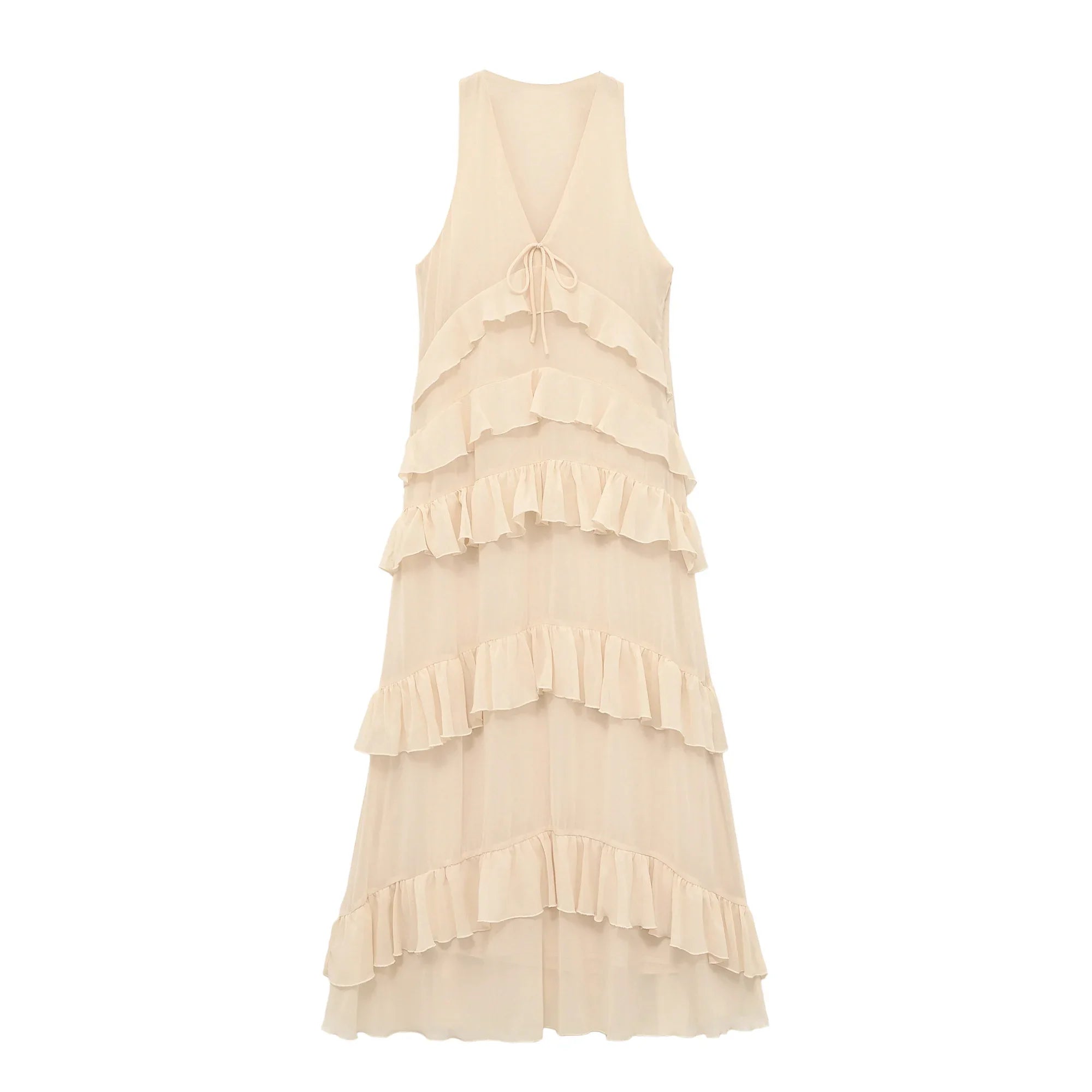 Robe Beige à Volants