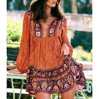 Sintra™ | Vestido hippie azul con mangas largas