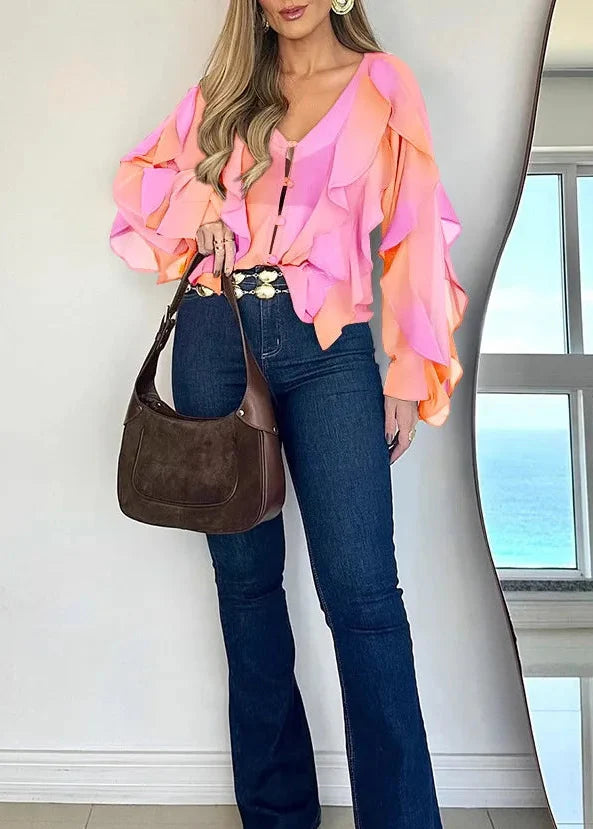 Muna™ | Blusa bohemia rosa para mujer