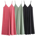 Robe verte longue à bretelles et dos nu pour femme