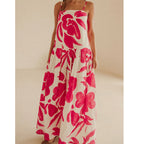 Robe Boho en Coton Rose Fuschia et Blanc