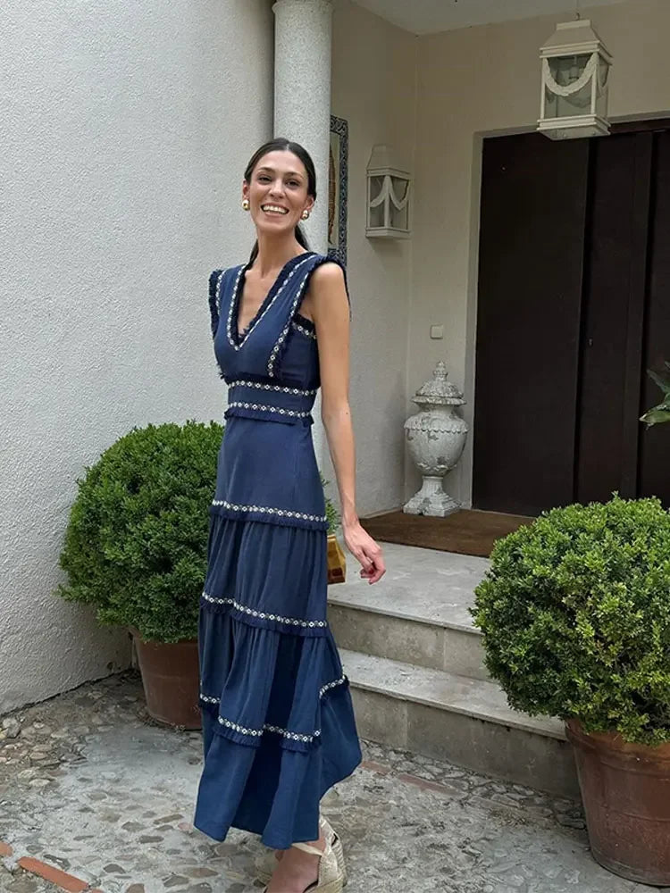 Vestido azul con volantes