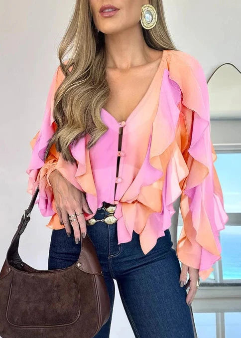 Muna™ | Blusa bohemia rosa para mujer
