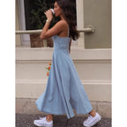 Robe fluide longue bleue