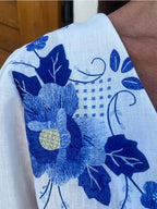 Olyra™ | Blusa de Algodón con Flores Boho Azules