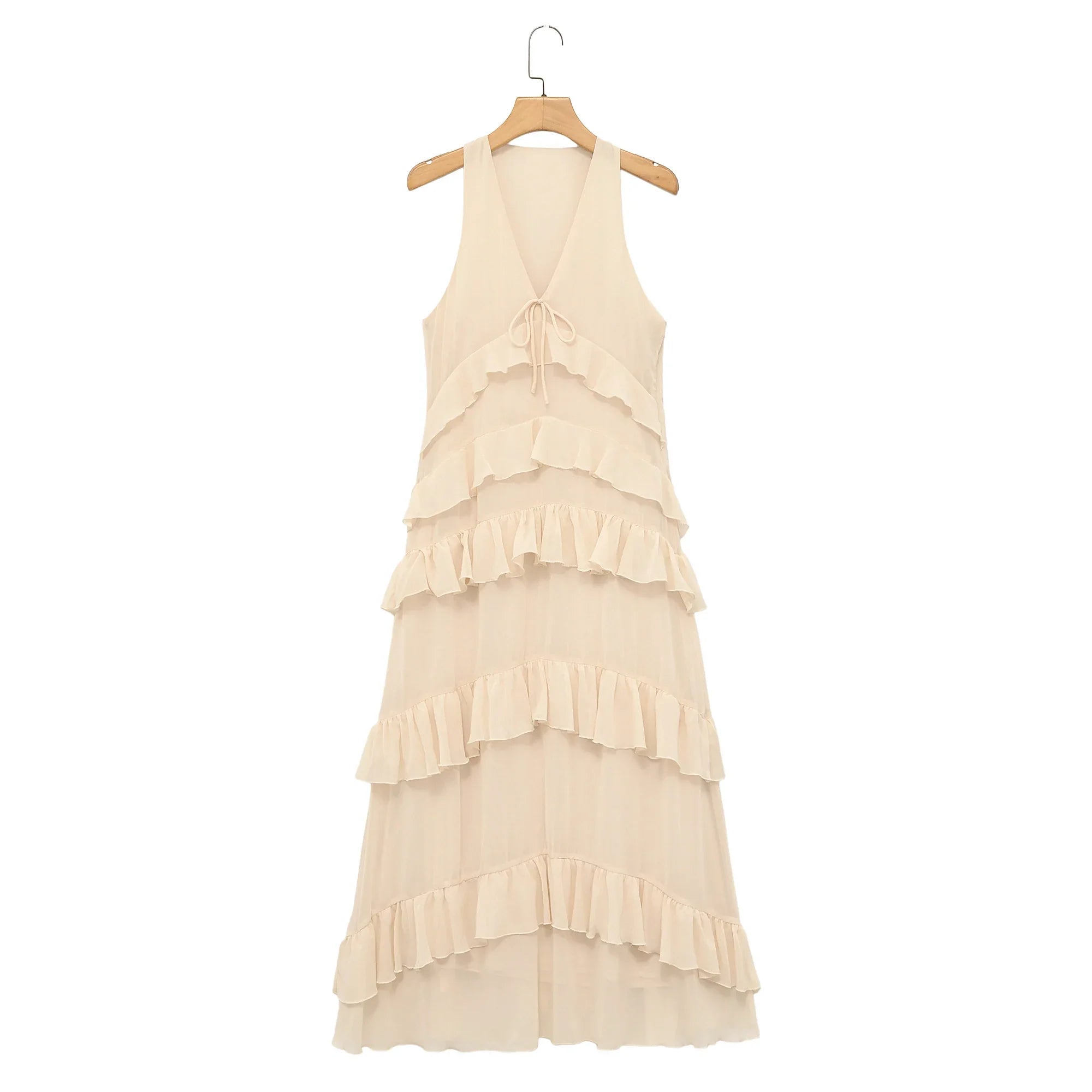 Robe Beige à Volants