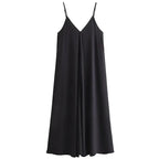 Robe verte longue à bretelles et dos nu pour femme