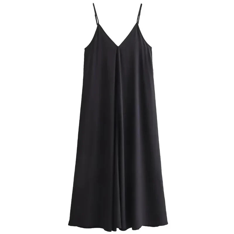 Robe verte longue à bretelles et dos nu pour femme