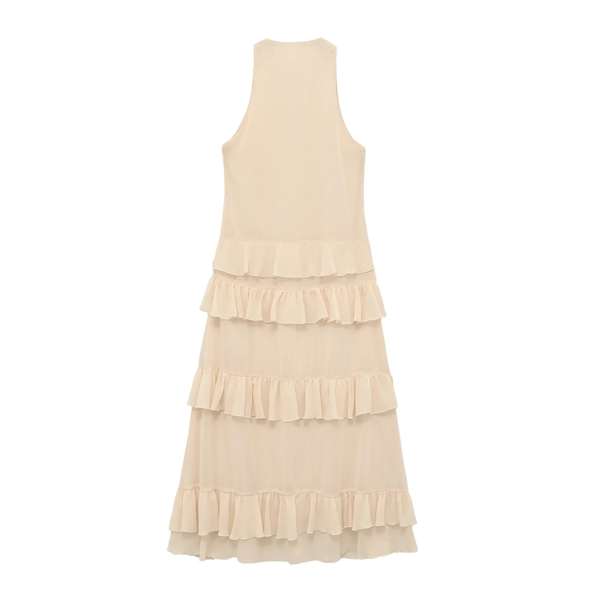 Robe Beige à Volants