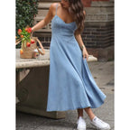 Robe fluide longue bleue