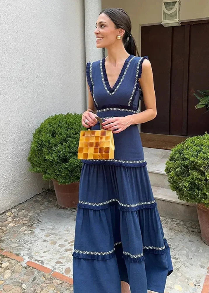 Vestido azul con volantes