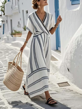 Piton | Elegante vestido de lino con escote cruzado