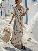 Piton | Elegante vestido de lino con escote cruzado