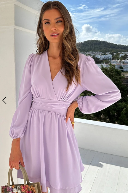 Zelid™ | Vestido de mujer con cuello en V y detalle de lazo
