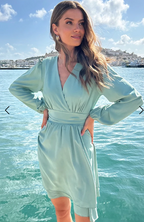 Zelid™ | Vestido de mujer con cuello en V y detalle de lazo