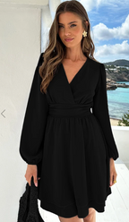 Zelid™ | Vestido de mujer con cuello en V y detalle de lazo