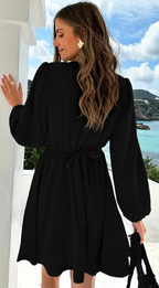 Zelid™ | Vestido de mujer con cuello en V y detalle de lazo
