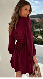 Zelid™ | Vestido de mujer con cuello en V y detalle de lazo