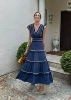 Vestido azul con volantes