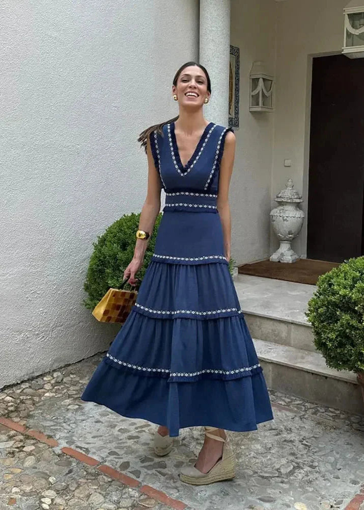 Vestido azul con volantes