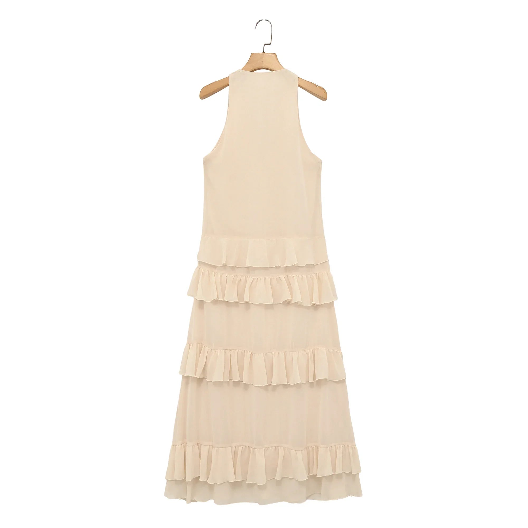 Robe Beige à Volants
