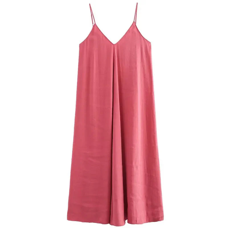 Robe verte longue à bretelles et dos nu pour femme