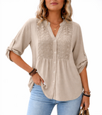 Vireya™ | Blusa Elegante con Escote en V y Botones