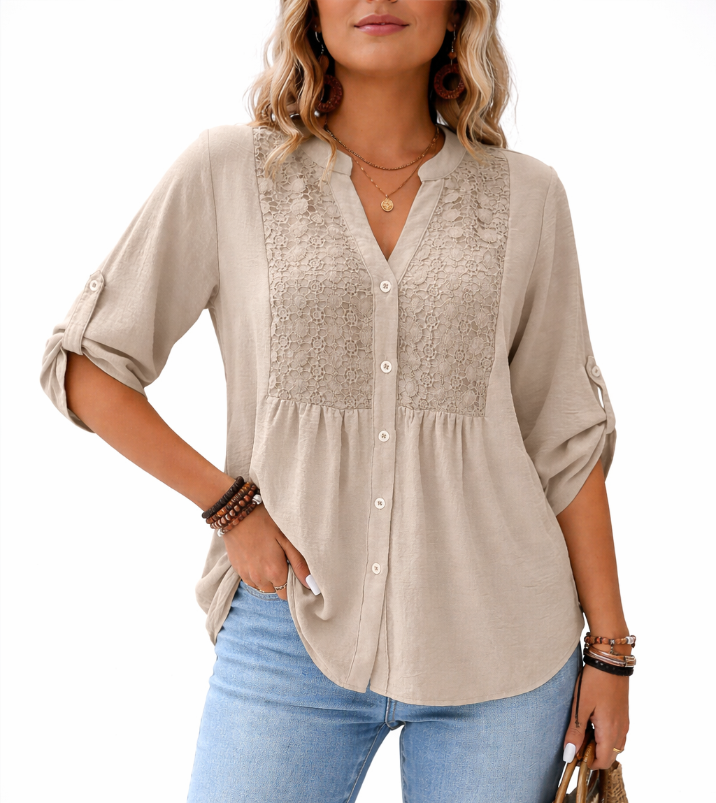 Vireya™ | Blusa Elegante con Escote en V y Botones