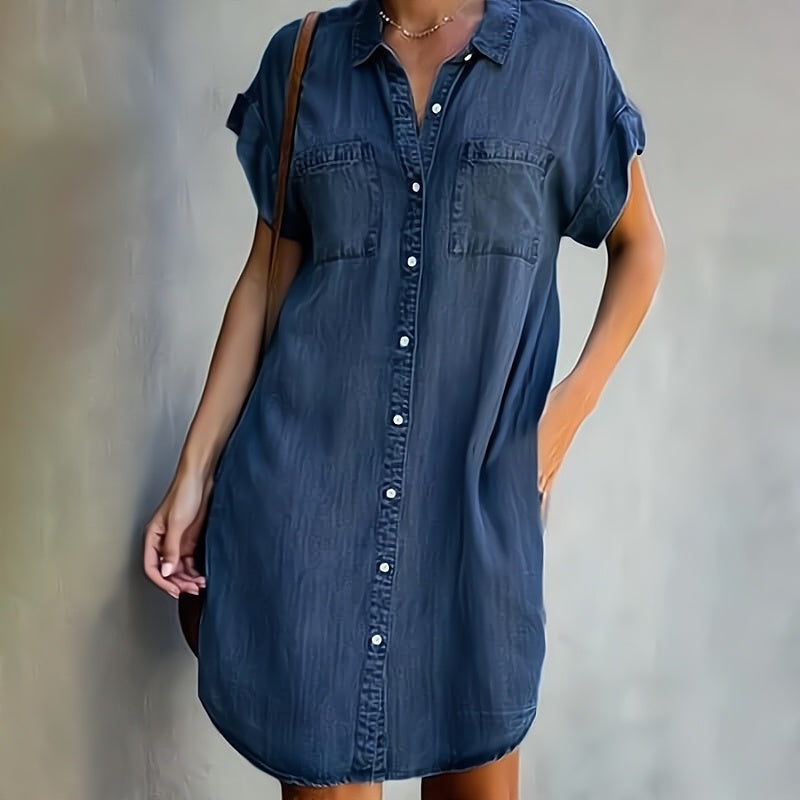 Ondine™ | Vestido informal de manga corta con cuello para mujer | Mini