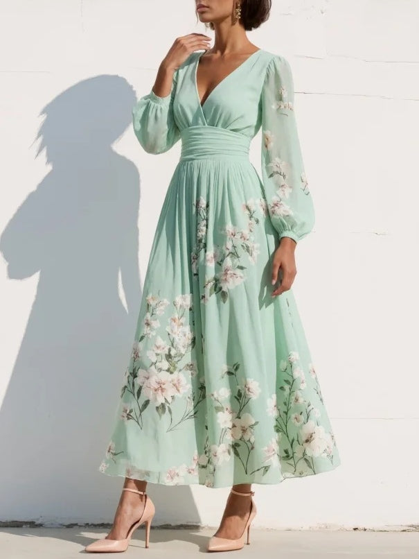 Maribel | Vestido plisado con cuello en V y tejido suave al tacto
