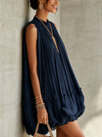 Veldis™ | Mini vestido de chiffon con cuello americano y falda globo para Mujer