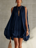 Veldis™ | Mini vestido de chiffon con cuello americano y falda globo para Mujer