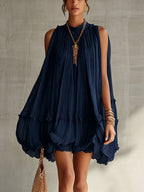 Veldis™ | Mini vestido de chiffon con cuello americano y falda globo para Mujer