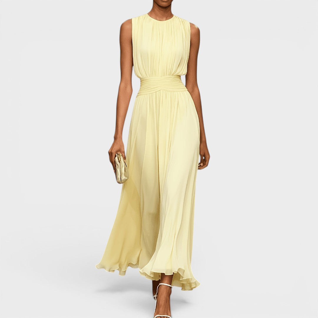 Evadne - Vestido midi drapeado de gama alta