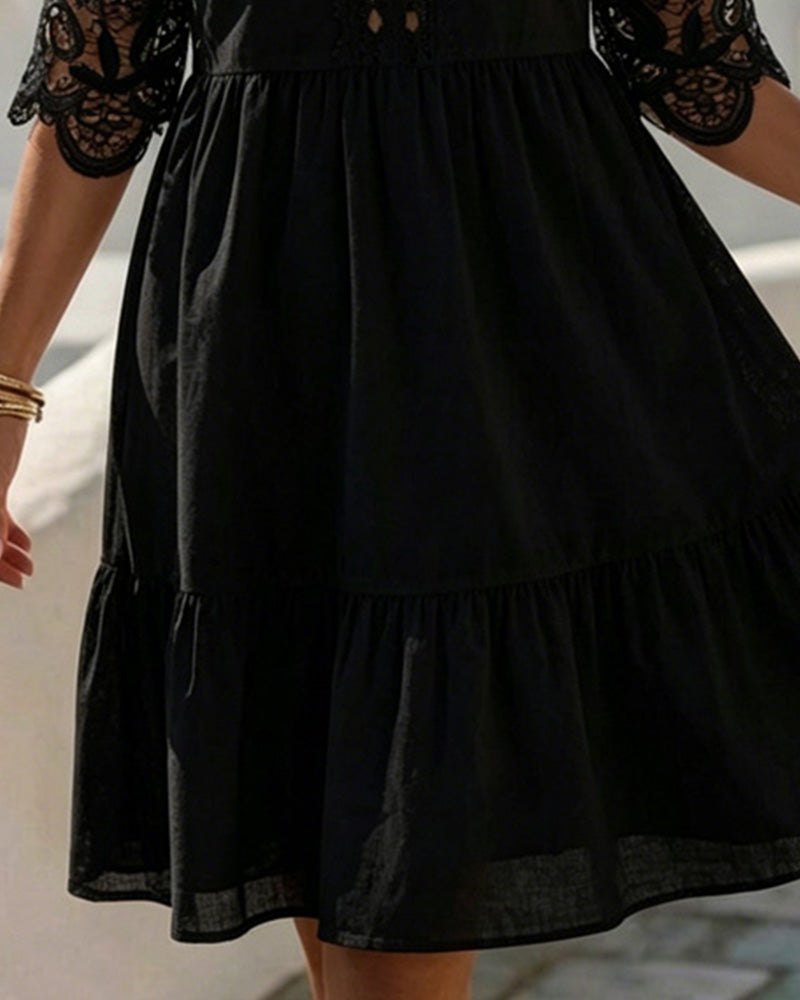 Olyn™ | Minivestido de encaje con hombros al aire y volantes 👗